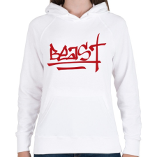 PRINTFASHION Beast Design Text Logo - Női kapucnis pulóver - Fehér női pulóver, kardigán