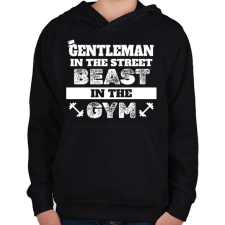 PRINTFASHION Beast in the gym - Gyerek kapucnis pulóver - Fekete gyerek pulóver, kardigán