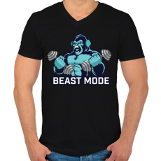 PRINTFASHION BEAST MODE - Férfi V-nyakú póló - Fekete