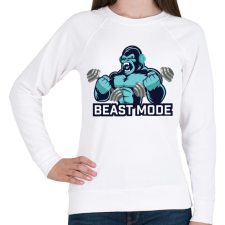 PRINTFASHION BEAST MODE - Női pulóver - Fehér női pulóver, kardigán