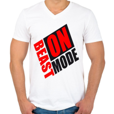 PRINTFASHION Beast mode ON! - Férfi V-nyakú póló - Fehér férfi póló