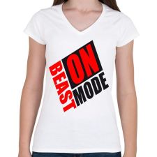 PRINTFASHION Beast mode ON! - Női V-nyakú póló - Fehér női póló