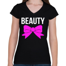 PRINTFASHION BEAUTY - Női V-nyakú póló - Fekete női póló