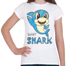 PRINTFASHION Bébi cápa - baby shark - Női póló - Fehér