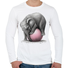 PRINTFASHION Bébi elefánt egy pink labdával - Férfi hosszú ujjú póló - Fehér férfi póló