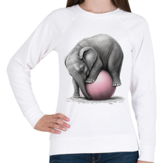 PRINTFASHION Bébi elefánt egy pink labdával - Női pulóver - Fehér