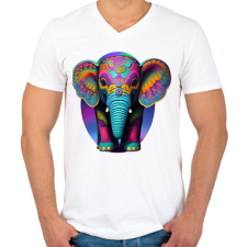 PRINTFASHION Bébi elefánt - Férfi V-nyakú póló - Fehér férfi póló