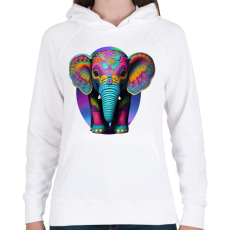 PRINTFASHION Bébi elefánt - Női kapucnis pulóver - Fehér