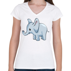 PRINTFASHION Bébi elefánt - Női V-nyakú póló - Fehér