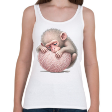 PRINTFASHION Bébi majom egy pink labdával - Női atléta - Fehér női trikó
