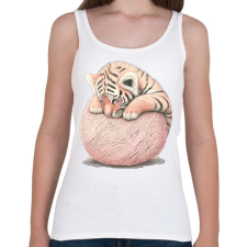 PRINTFASHION Bébi tigris egy pink labdával - Női atléta - Fehér női trikó