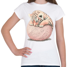 PRINTFASHION Bébi tigris egy pink labdával - Női póló - Fehér női póló