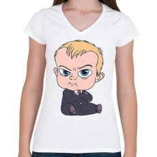 PRINTFASHION Bébi Úr - Női V-nyakú póló - Fehér