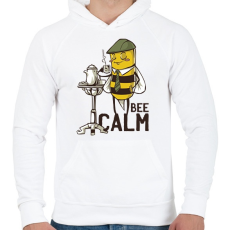 PRINTFASHION Bee Calm - Férfi kapucnis pulóver - Fehér