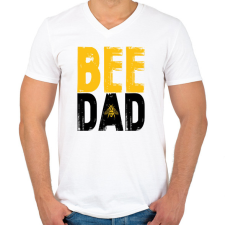 PRINTFASHION Bee Dad - Férfi V-nyakú póló - Fehér férfi póló