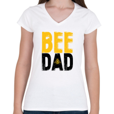 PRINTFASHION Bee Dad - Női V-nyakú póló - Fehér