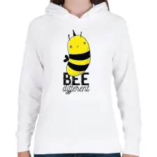 PRINTFASHION Bee different - Női kapucnis pulóver - Fehér női pulóver, kardigán