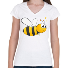 PRINTFASHION bee - Női V-nyakú póló - Fehér női póló