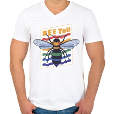 PRINTFASHION Bee you - légy önmagad - Férfi V-nyakú póló - Fehér férfi póló