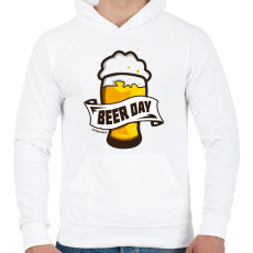PRINTFASHION Beer day - everyday - Férfi kapucnis pulóver - Fehér