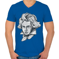 PRINTFASHION Beethoven - Férfi V-nyakú póló - Királykék