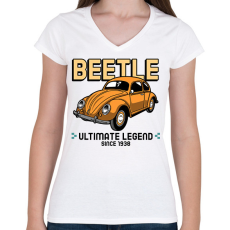 PRINTFASHION BEETLE LEGEND - Női V-nyakú póló - Fehér