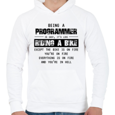 PRINTFASHION Being a programmer (black) - Férfi kapucnis pulóver - Fehér