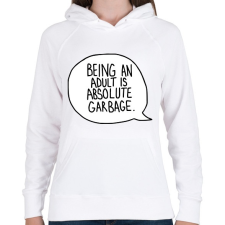 PRINTFASHION Being an adult - Női kapucnis pulóver - Fehér női pulóver, kardigán