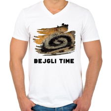 PRINTFASHION Bejgli Time - Férfi V-nyakú póló - Fehér férfi póló