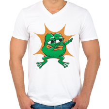 PRINTFASHION Béka dab - Férfi V-nyakú póló - Fehér férfi póló