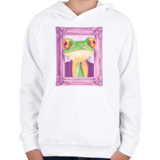 PRINTFASHION Béka kép - Gyerek kapucnis pulóver - Fehér