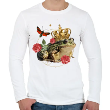 PRINTFASHION Béka király - Férfi hosszú ujjú póló - Fehér férfi póló