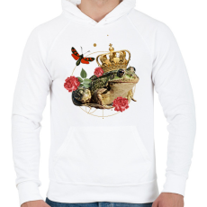 PRINTFASHION Béka király - Férfi kapucnis pulóver - Fehér