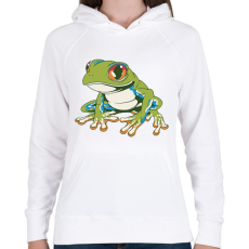 PRINTFASHION Béka - Női kapucnis pulóver - Fehér