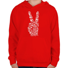 PRINTFASHION Béke - Gyerek kapucnis pulóver - Piros