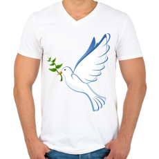 PRINTFASHION Békegalamb - Férfi V-nyakú póló - Fehér