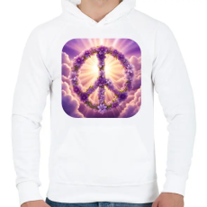 PRINTFASHION Békejel - Férfi kapucnis pulóver - Fehér