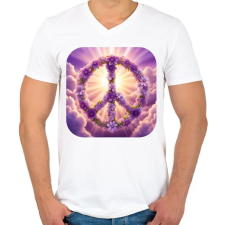 PRINTFASHION Békejel - Férfi V-nyakú póló - Fehér férfi póló