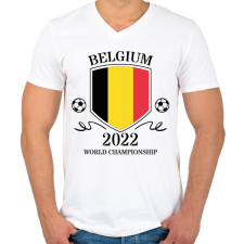 PRINTFASHION Belgium 2022 - Férfi V-nyakú póló - Fehér férfi póló