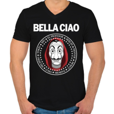 PRINTFASHION Bella Ciao - Férfi V-nyakú póló - Fekete