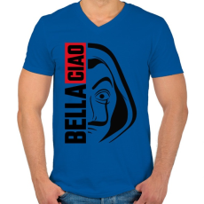 PRINTFASHION Bella ciao - Férfi V-nyakú póló - Királykék
