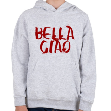 PRINTFASHION Bella ciao graffiti piros - Gyerek kapucnis pulóver - Sport szürke