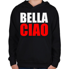 PRINTFASHION Bella ciao - Gyerek kapucnis pulóver - Fekete