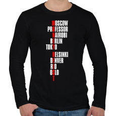 PRINTFASHION Bella Ciao - Nagy Pénzrablás - Money Heist - Casa de Papel - Férfi hosszú ujjú póló - Fekete