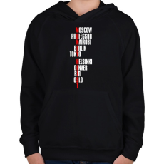 PRINTFASHION Bella Ciao - Nagy Pénzrablás - Money Heist - Casa de Papel - Gyerek kapucnis pulóver - Fekete