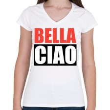 PRINTFASHION Bella ciao - Női V-nyakú póló - Fehér női póló