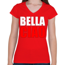PRINTFASHION Bella ciao - Női V-nyakú póló - Piros női póló