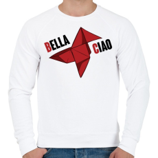 PRINTFASHION Bella Ciao origami - Férfi pulóver - Fehér