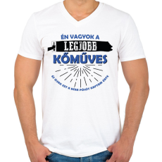 PRINTFASHION Béna pólót kaptam - Kőműves - Férfi V-nyakú póló - Fehér