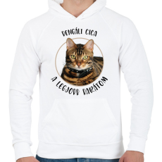 PRINTFASHION Bengáli cica - Legjobb barát - Férfi kapucnis pulóver - Fehér
